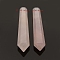 Natural Rose Quartz Pointed Pendants, Faceted, Bullet, 45~53x10~11mm, Hole: 1mm