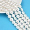 Electroplated Shell Pearl Beads Strands, Flat Round, Polished, White, 14x10mm, Hole: 1mm, about 27pcs/strand, 15.35''(39cm)