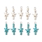 10Pcs 2 Colors Starfish & Rondelle Dyed Synthetic Turquoise Beaded Pendants, with Iron Loops, Platinum, Mixed Color, 33x14x5mm, Hole: 2~3mm, 5pcs/color