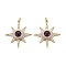 Brass Micro Pave Cubic Zirconia Pendants, with Acrylic and Jump Ring, Long-Lasting Plated, Star with Eye, Real 18K Gold Plated, Brown, 32x30x6.5mm