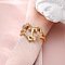 Heart with Flower Hollow Out Brass Finger Rings, Golden & Rose Gold, Letter T, Inner Diameter: 17mm