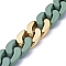 Handmade Curb Chains, Cuban Link Chains, with Opaque Spray Painted Acrylic and CCB Plastic Linking Rings, for Jewelry Making, Medium Aquamarine, Link: 30x20.5x6mm, 39.37 inch(1m)/strand