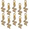 10Pcs Brass Micro Pave Clear Cubic Zirconia Pendants, Long-Lasting Plated, with Jump Ring, Snake, Golden, 15.5x6.5x2mm, Hole: 3mm