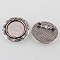 Vintage Alloy Carved Flower Brooch Cabochon Bezel Settings, Cadmium Free & Lead Free, with Iron Pin Back Bar Findings, Antique Silver, Flat Round Tray: 20mm, 30x2mm, Pin: 0.8mm