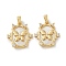 Brass Micro Pave Cubic Zirconia Pendents, with Shell, Oval with Butterfly Charms, Cadmium Free & Nickel Free & Lead Free, Real 18K Gold Plated, 20x18.5x4mm, Hole: 4x2mm