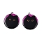 Printed Alloy Pendants, Platinum, Flat Round with Cat Charm, Black, 28x25x3mm, Hole: 1.8mm