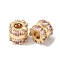 Brass Glass Beads, Nickel Free, Column, Pearl Pink, 8.5x6mm, Hole: 3.5mm