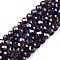 Electroplate Glass Beads Strands, AB Color Plated, Faceted, Rondelle, Indigo, 4x3mm, Hole: 0.4mm, about 110~115pcs/strand, 39~40cm