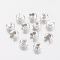 Brass Crimp Beads Covers, Nickel Free, Silver Color Plated, 4mm In Diameter, Hole: 2mm