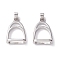 Brass Pendants, Long-Lasting Plated, Cadmium Free & Nickel Free & Lead Free, Stirrup Charms, Real Platinum Plated, 25x17x7mm, Hole: 4mm