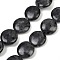 Natural Larvikite Beads Strands, Flat Round, 16~18x5.5~6.5mm, Hole: 1mm, about 23pcs/strand, 15.35''(39cm)