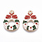 Eco-Friendly Alloy Enamel Pendants, Cadmium Free & Lead Free & Nickel Free, Christmas Wreath with Bowknot, Light Gold, Colorful, 23x16x2.5mm, Hole: 1.8mm