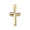 Brass Micro Pave Cubic Zirconia Pendants, Cross, Long-Lasting Plated, Lead Free & Cadmium Free, with Jump Ring, Real 18K Gold Plated, 25x13x2.5mm