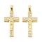 Crucifix Cross Brass Micro Pave Cubic Zirconia Pendants, Cadmium Free & Nickel Free & Lead Free, Real 18K Gold Plated, 29x16x3mm, Hole: 5mm