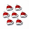 Alloy Enamel Charms, Cadmium Free & Lead Free, Platinum, Christmas Hat, FireBrick, 13x13.5x2.5mm, Hole: 1.6mm