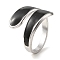304 Stainless Steel Open Cuff Ring for Women, with Enamel, Stainless Steel Color, Inner Diameter: 17.5mm