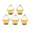 Alloy Enamel Pendants, Cupcake, Light Gold, Gold, 16x11x2mm, Hole: 1.4mm
