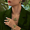 Flower Alloy Enamel Pendant Necklaces & Bangle & Ring & Stud Earrings Sets, Golden, Olive Drab, 425mm