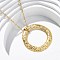 304 Stainless Steel Textured Ring Pendant Necklaces, Ion Plating(IP), Real 18K Gold Plated, 17.80 inch(45.2cm)