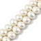 Oval Shell Pearl Beads Strands, Polished, White, 10.5x12x10.5mm, Hole: 0.7mm, about 49pcs/strand, 16.34''(41.5cm)