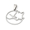 201 Stainless Steel Pendants, Fox Charms, Stainless Steel Color, 26.5x30x1mm, Hole: 7.5x4mm