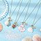 4Pcs 4 Styles Summber Beach Natural Mixed Shell Pendant Necklaces, Brass Cable Chain Necklaces, Golden, 17.83 inch(45.3cm), 1pc/style