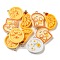 Opaque Resin Pendants, Bread & Duck & Banana Dish Charms with Platinum Plated Iron Loops, Mixed Shapes, Mixed Color, 28~34x17~27x6~7mm, Hole: 2mm
