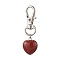 Natural Red Jasper Pendant Decorations, with Alloy Swivel Clasps, Heart, 49~51mm