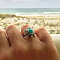 Retro Alloy and Synthetic Turquoise Finger Rings, Tortoise, Antique Silver, US Size 10(19.8mm)
