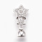 Brass Micro Pave Cubic Zirconia Fold Over Clasps, Star, Clear, Real Platinum Plated, 23mm, Inner: 4mm