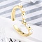 Heart Brass Open Cuff Rings for Women, with Plastic Imitation Pearls, Real 18K Gold Plated, White, 5.5mm, Adjustable