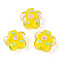 Handmade Bumpy Lampwork Beads, Plum Blossom, Yellow, 13.5~14.5x15x8~10mm, Hole: 1.5~1.8mm
