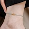 Adjustable Brass Fish Braided Bead Anklets, Golden, Light Cyan, Inner Diameter: 2-1/2 inch(65mm)