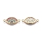 Brass Micro Pave Cubic Zirconia Links connectors, Horse Eye, Colorful, Golden, 10x23.2x2mm, Hole: 1.8mm