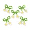 Glass Beaded Pendants, with Copper Wire, Bowknot with Flower Charms, Clear, 25~27x25~28x5~5.5mm, Hole: 5.5x7.5mm