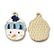 Alloy Enamel Pendants, for Christmas, Snowman, Golden, Blue, 22.5x15x1.4mm, Hole: 1.5mm