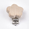 Beech Wood Baby Pacifier Holder Clips, with Iron Clips, Flower, Platinum, BurlyWood, 54x41.5x18mm, Hole: 3.5x6mm