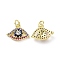 Brass Micro Pave Colorful Cubic Zirconia Charms, Cadmium Free & Nickel Free & Lead Free, with Jump Ring, Eye Charms, Real 18K Gold Plated, 11.5x15x4mm, Hole: 3.2mm