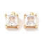 Brass with Clear Cubic Zirconia Charms, Cadmium Free & Nickel Free & Lead Free, Square Charms, Real 18K Gold Plated, 7.5~8x6x4.5mm, Hole: 1.4mm