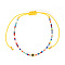 Vintage Bohemian Adjustable Glass Seed Beaded Evil Eye Braided Anklets for Unisex, Yellow