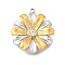 304 Stainless Steel & Rhinestone Pendants, Golden & Stainless Steel Color, Flower, 22x20x4.5mm, Hole: 1.5mm