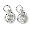 Rack Plating Brass Micro Pave Cubic Zirconia Pendants, Long-Lasting Plated, Lead Free & Cadmium Free, Flat Round Charm, Platinum, 10x7x2mm