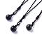 Natural Golden Sheen Obsidian Pendant Necklaces, with Nylon Cord, Round, 27.55 inch(70cm)