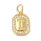 Real 18K Gold Plated Brass Micro Pave Clear Cubic Zirconia Pendants, with Jump Ring, Long-Lasting Plated, Lead Free & Cadmium Free, Letter Charms, Letter T, 12x8.5x2mm, Hole: 3mm