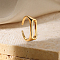 Alloy Adjustable Open Cuff Rings, Real 18K Gold Plated, Letter O, Inner Diameter: Adjustable