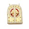 Brass Micro Pave Cubic Zirconia Pendants, Bab Mansour, Enamel Style, Real 18K Gold Plated, Red, 31.5x23.5x6.5mm, Hole: 1.8mm