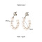 Stylish 304 Stainless Steel C-shaped Stud Earrings, with Imitation Pearl, Platinum, 20x4mm