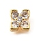 Brass Micro Pave Cubic Zirconia Beads, Cadmium Free & Nickel Free & Lead Free, Flower, Real 18K Gold Plated, 8x8x4mm, Hole: 0.7mm