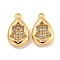 Brass Micro Pave Clear Cubic Zirconia Pendants, Real 18K Gold Plated, Oval, 16x10x3.5mm, Hole: 1.5mm
