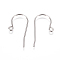 Tarnish Resistant 304 Stainless Steel Earring Hooks, with Horizontal Loop, Stainless Steel Color, 27.5x16.5x0.8mm, Hole: 1.8mm, 21 Gauge, Pin: 0.7mm